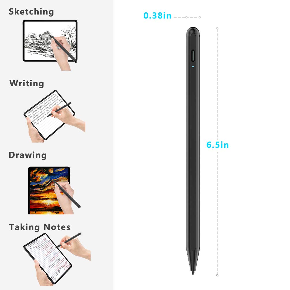 Stylus Pen for iPad with Fast Charging & Palm Rejection, Active Pencil Compatible with (2018-2023) Apple iPad Pro 11/12.9 inch, iPad 10th/9th/8th/7th/6th Gen, iPad Air 5th/4th/3rd Gen, iPad Mini 6th/5th Gen