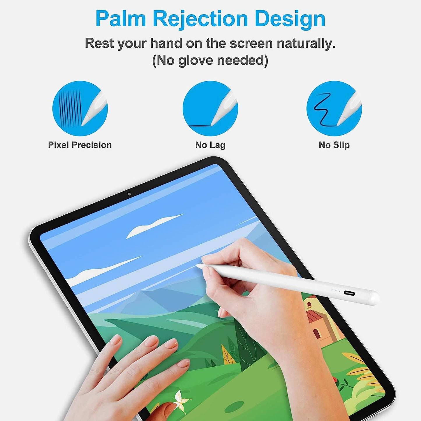 Xiron Stylus Pen for Apple iPad Pencil with Case, Palm Rejection, Power Display, Tilt Sensitivity, Magnetic Adsorption for 2018-2022 iPad Pro 11/12.9, iPad 6/7/8/9/10th, Air 5/4th/3rd, Mini 5/6th Gen