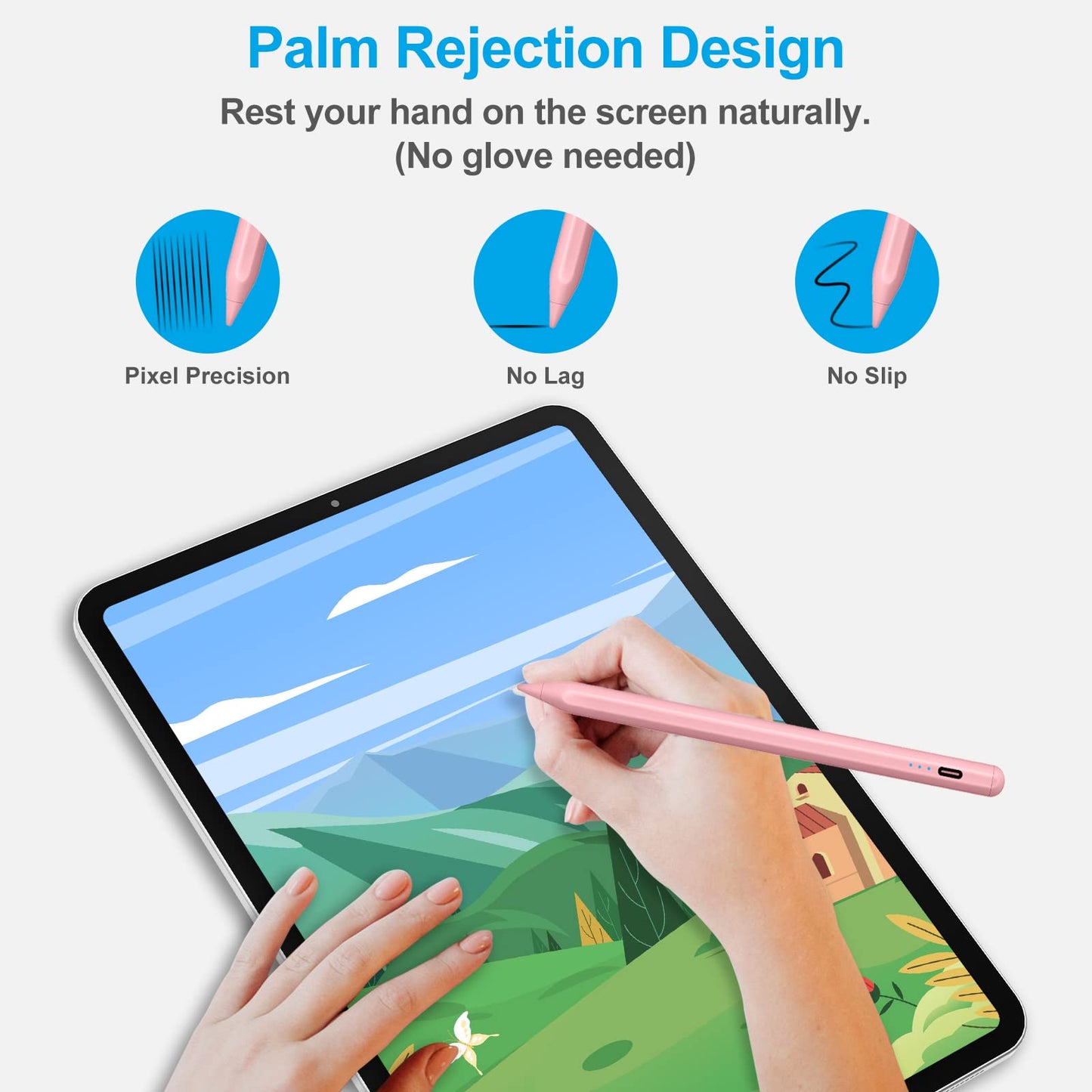 Active Pencil 2nd Generation with Tilt Sensitivity, Palm Rejection for Apple Pencil 2nd Generation Compatible with Apple iPad Pro 11/12.9 Inch, iPad 10/9/8/7/6 Gen, iPad Mini 6/5,iPad Air 5/4/3