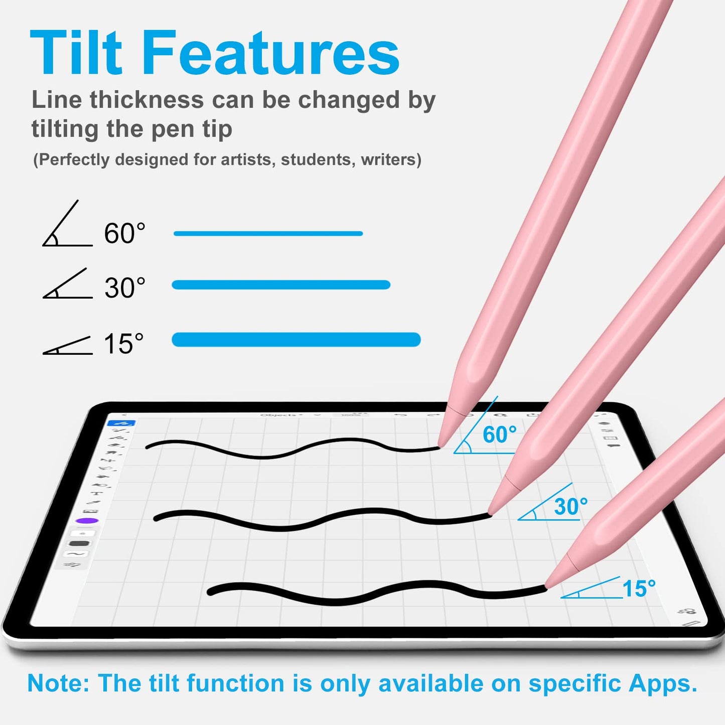 Active Pencil 2nd Generation with Tilt Sensitivity, Palm Rejection for Apple Pencil 2nd Generation Compatible with Apple iPad Pro 11/12.9 Inch, iPad 10/9/8/7/6 Gen, iPad Mini 6/5,iPad Air 5/4/3