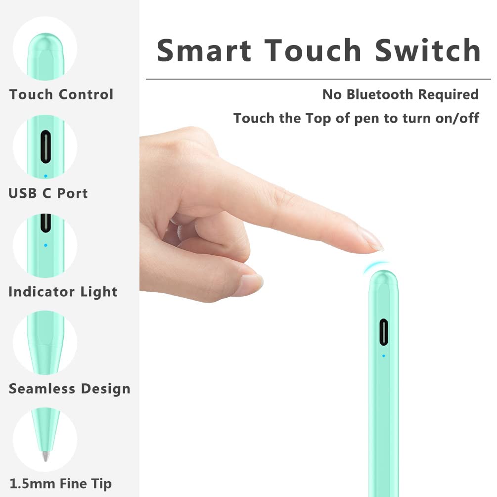 Stylus Pen for iPad with Palm Rejection, Active Pencil Compatible with (2018-2022) iPad Pro 11 & 12.9 inch, iPad 9th/8th/7th/6th Gen, iPad Air 5th/4th/3rd Gen,iPad Mini 6th/5th Gen